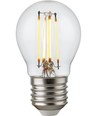 E27 4,7W dimbar LED kronepære - G45, filament, klart glass, 2700K