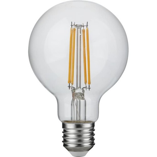 E27 4,7W dimbar LED globepære - G80, filament, 2500K, 470lm, klart glass