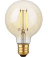 E27 2,9W dimbar LED globepære - G95, filament, 2200K, gullfarget glass