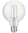 E27 2,5W dimbar LED globepære - G95, filament, 250lm, 2500K, klart glass