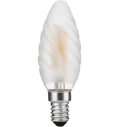 E14 4W dimbar LED kronelys - Twisted, 320lm, 2500K, matt glass, snodd filament