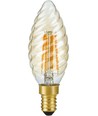 E14 4W dimbar LED vridd kronelyspære - C35, 2200K, gyllent glass, 250lm