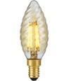 E14 4W dimbar LED vridd kronelyspære - C35, 2200K, gyllent glass, 250lm