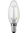 E14 2W dimbar LED kronepære - Twisted Candle, 2500K, klar, filament
