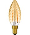 E14 2W dimbar LED kronepære - Twisted Candle, 2000K, Gold, filament