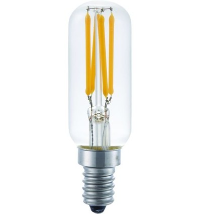 E12 3W dimbar LED rørpære, 120V - 9,5cm, filament, klart glass, 2700K