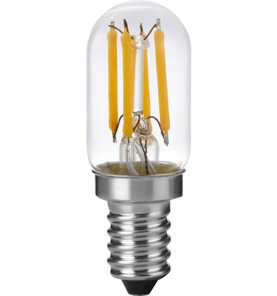 E12 2,5W dimbar LED-pære - 6cm, filament, klart glass, 2500K