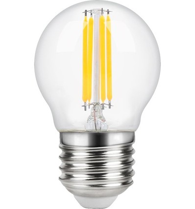 E27 4W dimbar LED kronepære - G45, filament, 2200K, klart glass