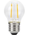 E27 2W dimbar LED kronepære - G45, filament, 2200K, klart glass