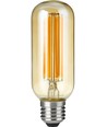 E27 6,5W dimbar LED-rørpære - 13cm, filament, 2200K, gyllent glass
