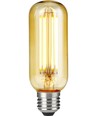 E27 6,5W dimbar LED-rørpære - 13cm, filament, 2200K, gyllent glass