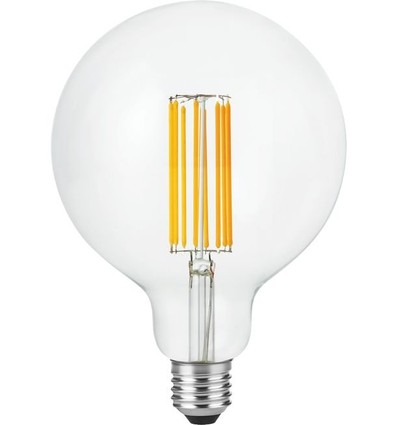 E27 7W dimbar LED globepære - G125, filament, 2200K, 600lm, klart glass