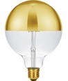 E27 6,5W dimbar LED kronepære - G125, toppforspeilet gull, filament, 2500K