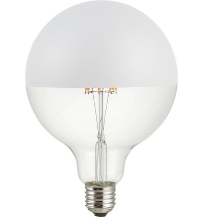 E27 6,5W dimbar LED globepære - G125, toppforsølvet, filament, 2500K