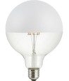 E27 6,5W dimbar LED globepære - G125, toppforsølvet, filament, 2500K