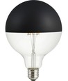 E27 6,5W dimbar LED kronepære - G125, toppforspeilet sort, filament, 2500K, 470lm