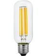 E27 6,5W dimbar LED filament rørpære - 13cm, 2500K, klart glass, 600lm
