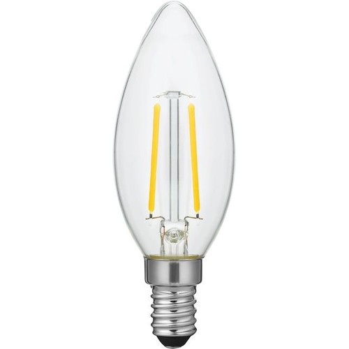 E14 2W dimbar LED kronepære - Filament, C35, 2200K, klart glass