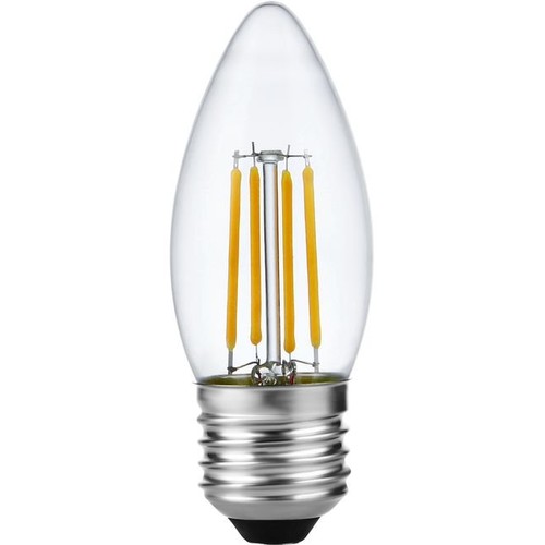 E27 4W dimbar LED kronepære - C35, filament, 2500K, klart glass