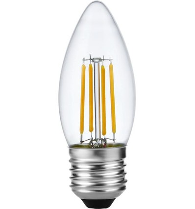 E27 4W dimbar LED kronepære - C35, filament, 2500K, klart glass