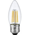 E27 4W dimbar LED kronepære - C35, filament, 2500K, klart glass