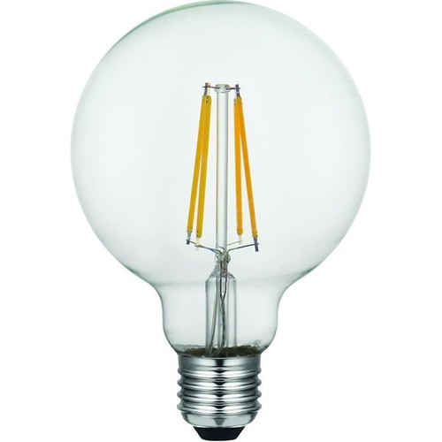 E27 8W dimbar LED globepære - G95, filament, 2500K, klart glass, 740lm