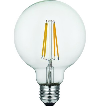 E27 8W dimbar LED globepære - G95, filament, 2500K, klart glass, 740lm