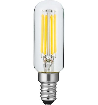 E14 4W dimbar LED rørpære - 8,5cm, filament, 2500K, klart glass
