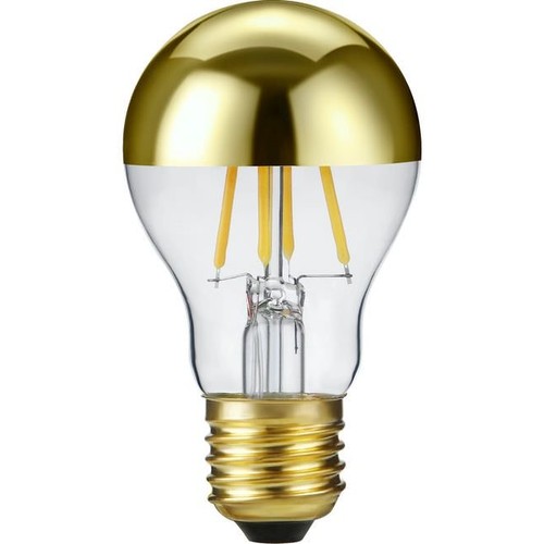 E27 4W dimbar LED kronepære - Topforspeilet gull, A55, 2500K