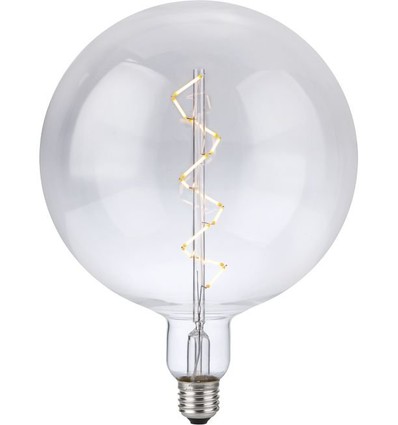 E27 6W XXL Globe LED-pære - G200, spiral filament, 580lm, dimbar, klart glass