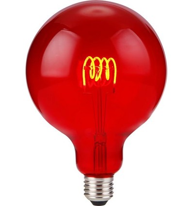 E27 4W dimbar LED filamentpære - G125, Flex Globe, Rød, 60lm