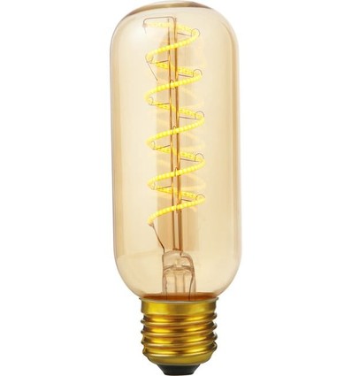 E27 4W dimbar LED-pære - Flex AX Tube, 13cm, 2000K, gullglass, filament