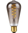 E27 4W dimbar LED-filamentpære - ST64 Rustika, 2200K, røykfarget glass, Flex filament