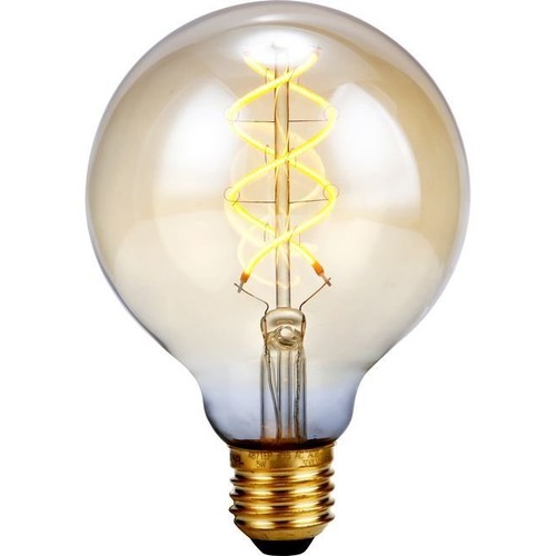 E27 5W dimbar LED-pære - G95, Gold, Flex Double Helix, 2000K, 300lm