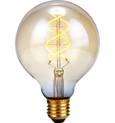 E27 5W dimbar LED-pære - G95, Gold, Flex Double Helix, 2000K, 300lm