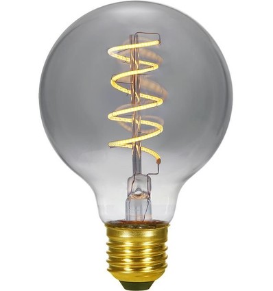 E27 4,5W dimbar LED globepære - G95, Flex Filament, 150lm, røykfarget glass, 2200K