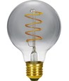 E27 4,5W dimbar LED globepære - G95, Flex Filament, 150lm, røykfarget glass, 2200K