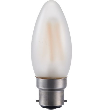 BA22d 4W LED kronepære - C35, 380lm, dimbar, matt glass, 2500K