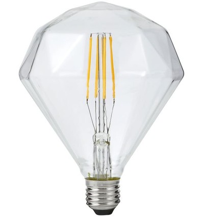 E27 5W dimbar LED filamentpære - Diamond, 2500K, klar, 450lm