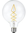 E27 6,5W dimbar LED globepære - G125, 500lm, 2200K, filament, klart glass