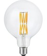 E27 8,5W dimbar LED filamentpære - G125, 800lm, Double Globe, 2200K, klart glass