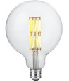 E27 8,5W dimbar LED filamentpære - G125, 800lm, Double Globe, 2200K, klart glass