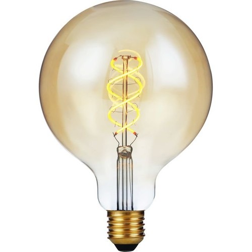 E27 5W 3-trinns dimbar LED-pære - G125, Filament Flex, 2200K, gullglass