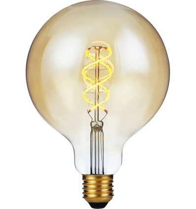 E27 5W 3-trinns dimbar LED-pære - G125, Filament Flex, 2200K, gullglass