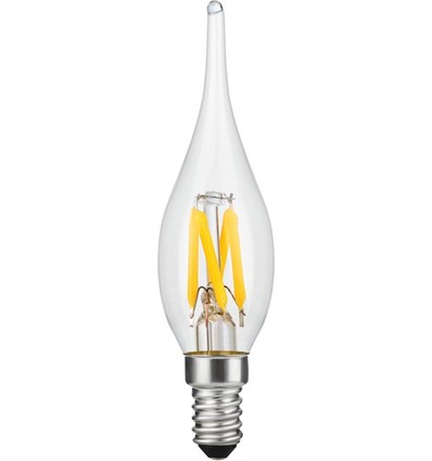 E10 1,5W LED filament mini tip kronelyspære - C23, 90lm, 2500K, klart glass
