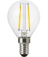E14 2W dimbar LED kronepære - G45, filament, klart glass, 2700K