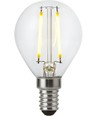 E14 2W dimbar LED kronepære - G45, filament, klart glass, 2700K