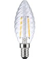E14 2W dimbar LED kronepære - Twisted Candle, filament, 2700K, klart glass