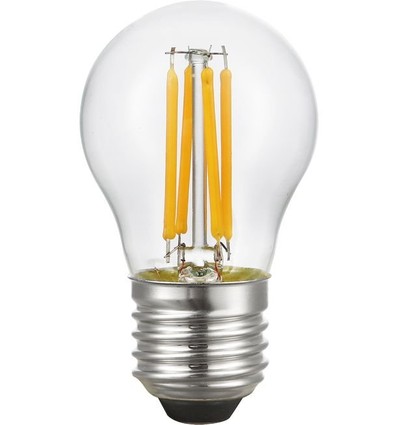E27 4W filament kronepære, 24V - G45, 310lm, 2500K, klart glass, AC/DC