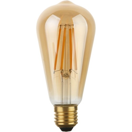 E27 8W dimbar LED Rustika-pære - ST64, 640lm, 2200K, gullglass, filament